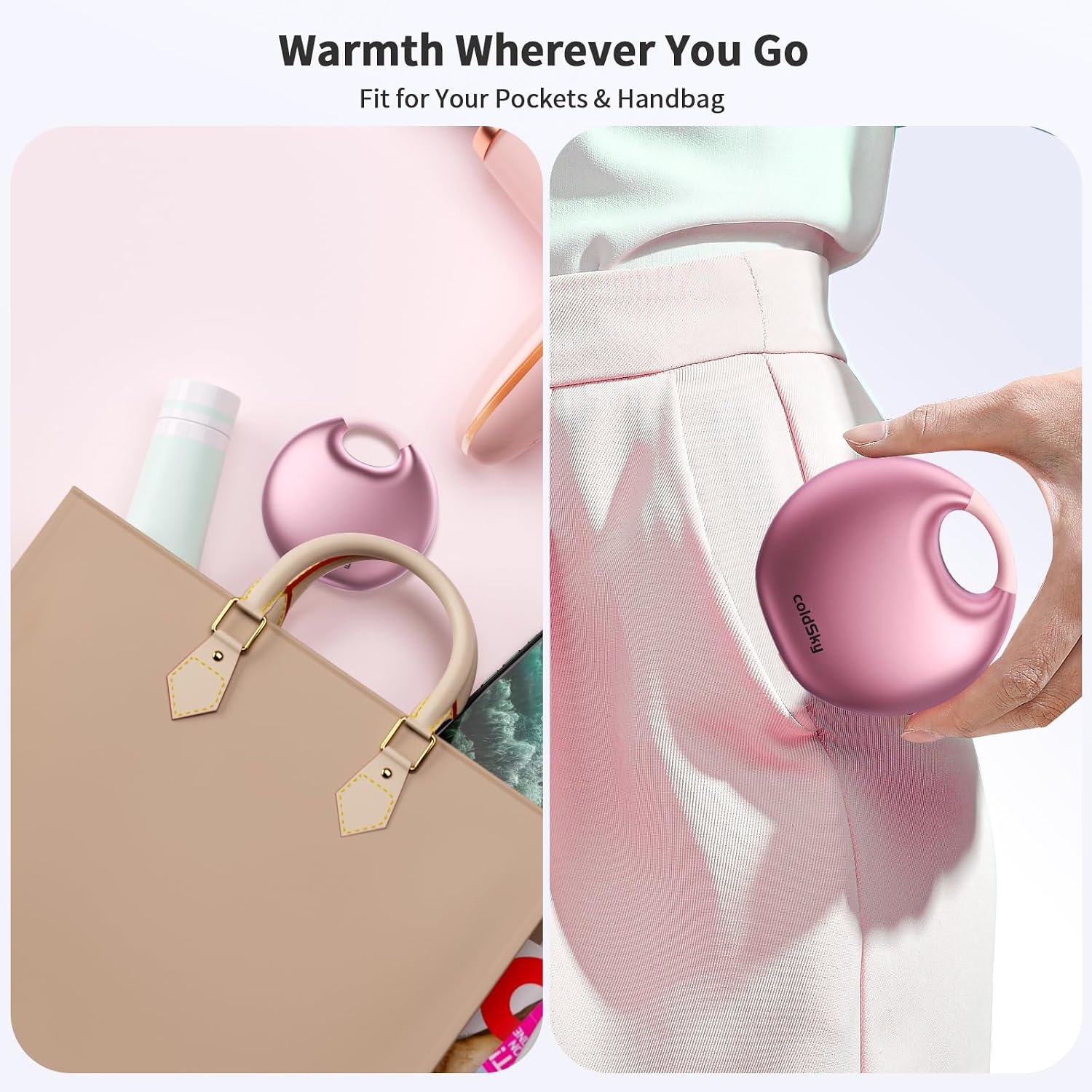 coldSky Hand Warmers Tote-Style Electric Hand Warmer with 3 Heating Levels, 4000mAh Battery, Portable Heater Winter Gift for Women, Christmas, Camping, Skiing, Hunting