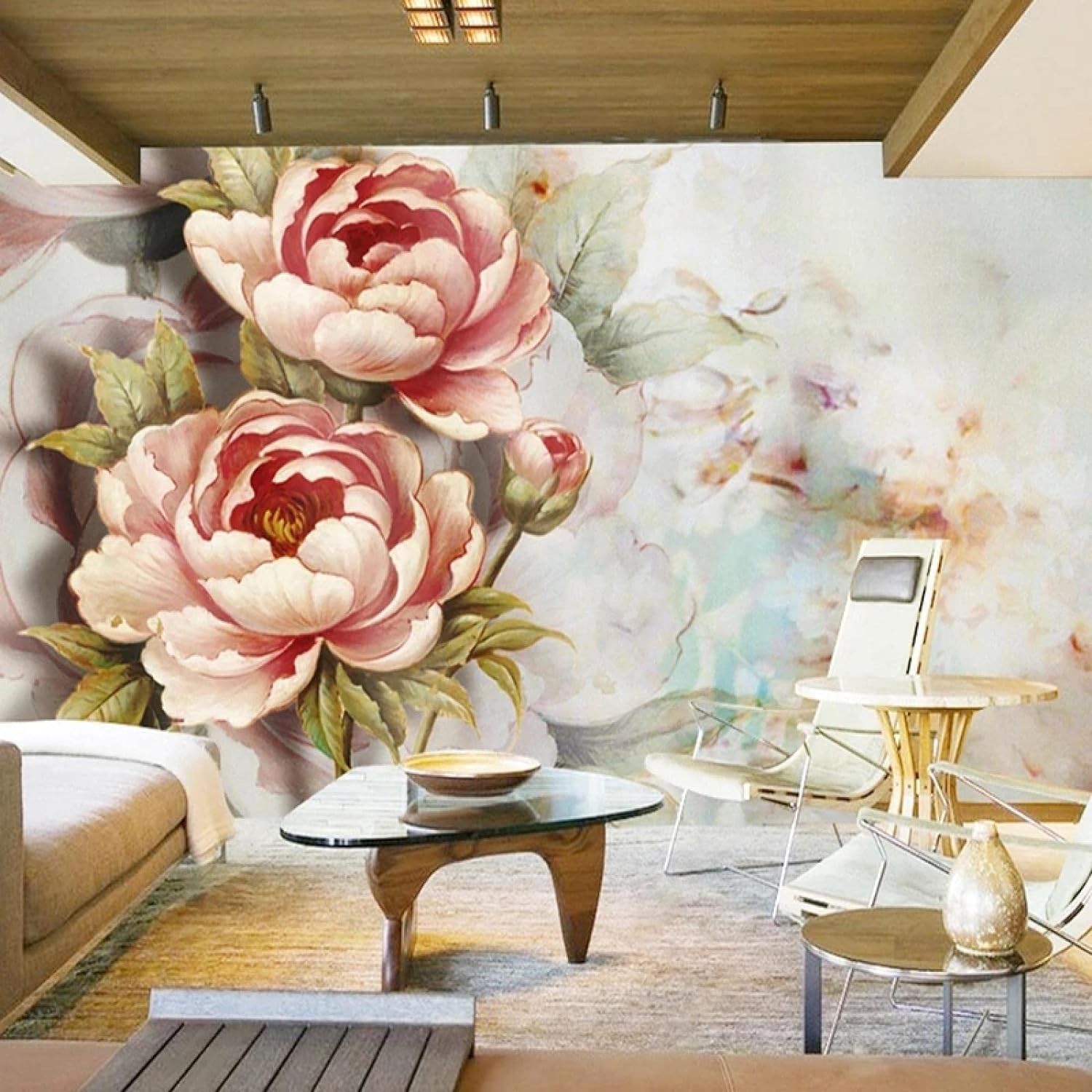Papier peint fleurs 3D intissé panoramique salon et chambre - 899448201038