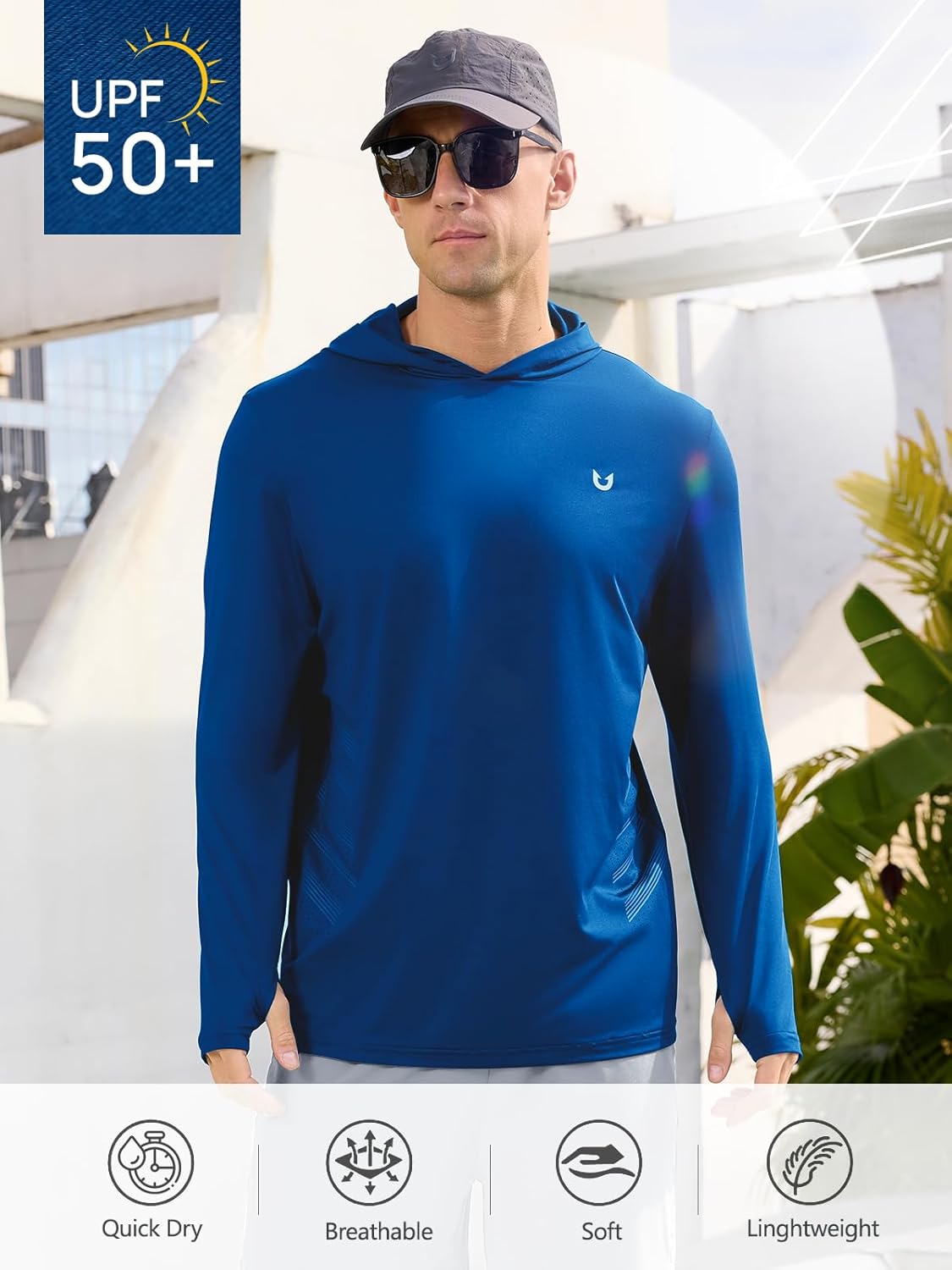 NORTHYARD Men's UPF 50+ Long Sleeve Hoodie Shirts Sun Protection Fishing Swim Beach Lightweight Quick Dry UV SPF Rash Guard - Image 3