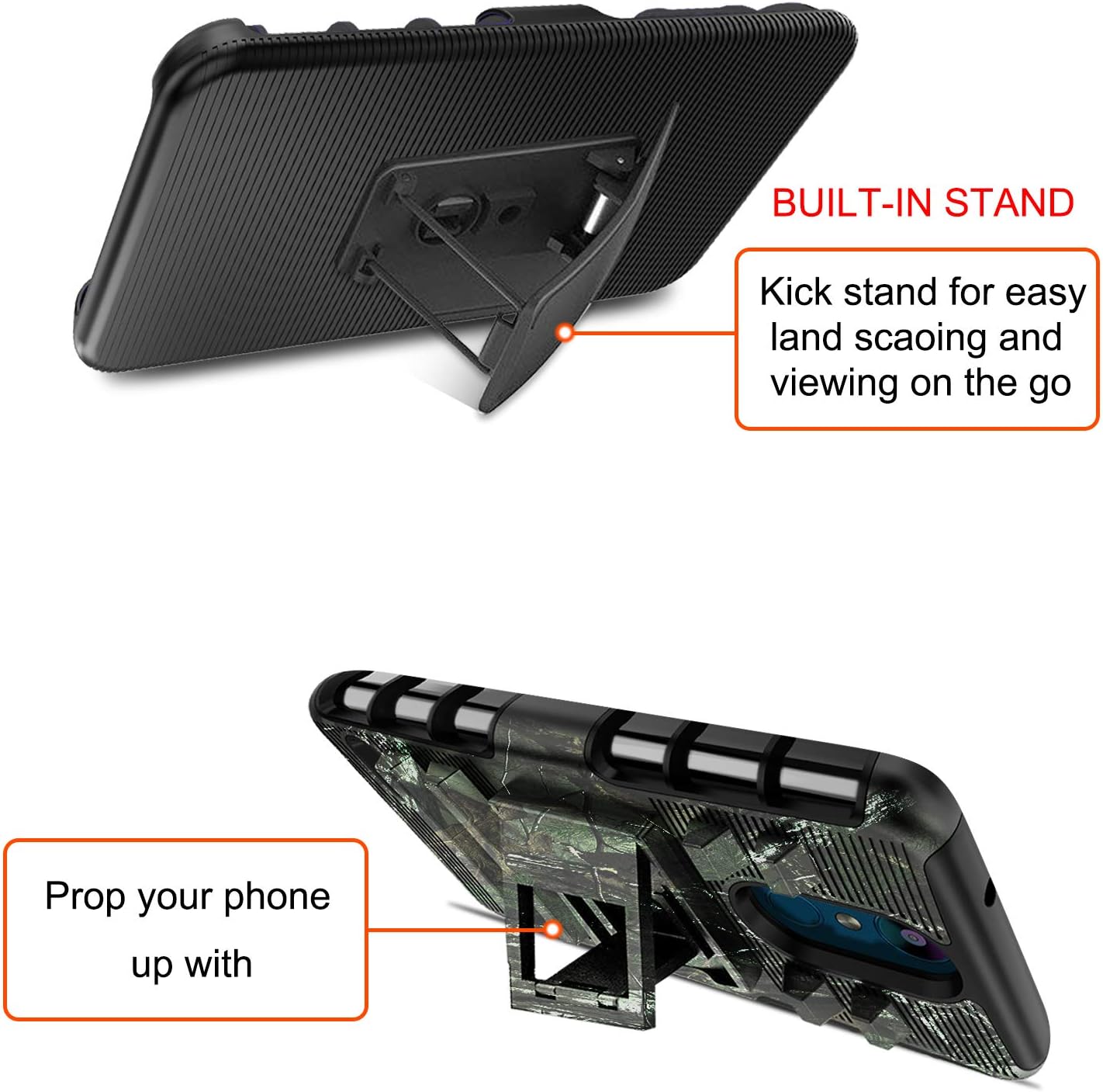 LG Aristo 3 Case,LG Aristo 2 Case/LG Aristo 2 Plus/Rebel 4 LTE/Tribute Empire/Zone 4/Phoenix 4/Risio 3/K8 2018/ K8 Plus/Fortune 2 Case, Armor Rugged Case Belt Clip Holster/Glass Screen Protector,Camo
