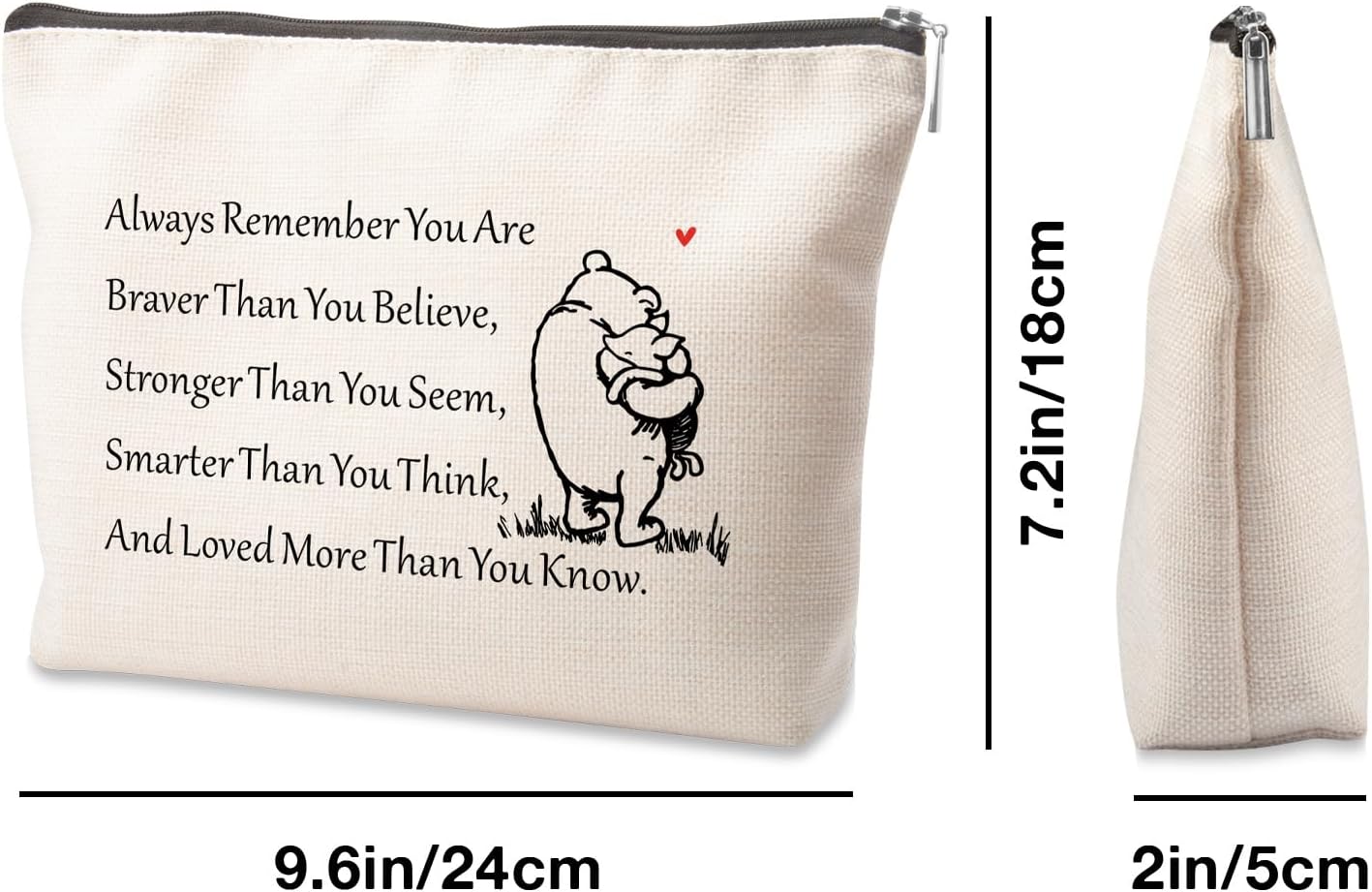 Inspirational Gifts Friendship Makeup Bag Friendship Make up Bag You Are Braver Stronger Smarter Than You Think Friend Gift Cosmetic Bag Inspirational Cosmetic Bags for Women - Image 2