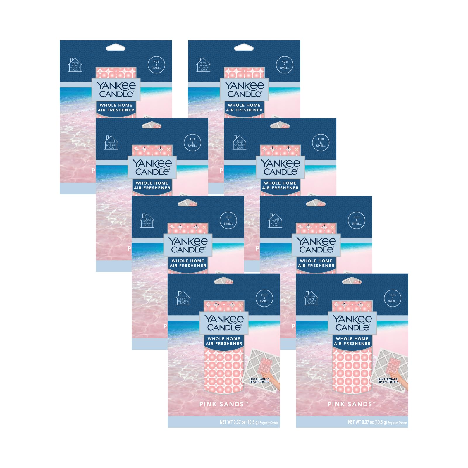 Yankee Candle Whole Home Air Freshener, Long Lasting Odor Eliminating Fragrance for Home, Continuous Room Freshener, Pink Sands (Pack of 8)