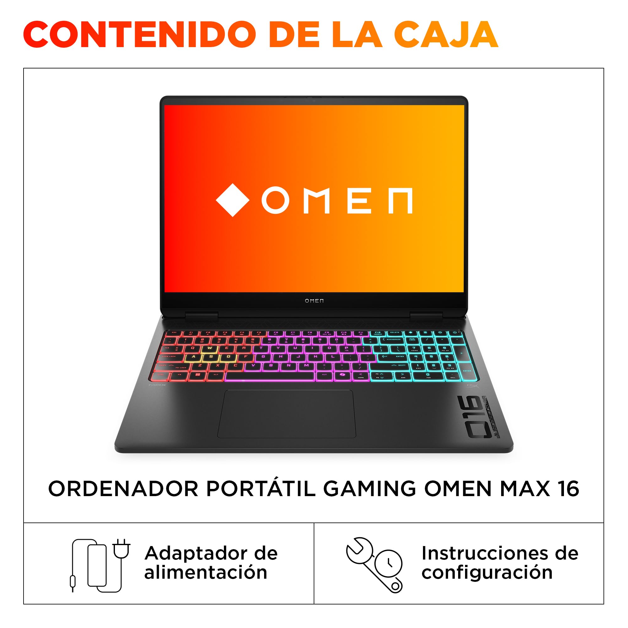 HP OMEN MAX - Ordenador Portátil Gaming de 16" OLED 240Hz (Ultra 7-255HX, 32GB RAM, 1 TB, NVIDIA GeForce RTX 5070 8GB, FreeDos) Negro - Teclado QWERTY Español