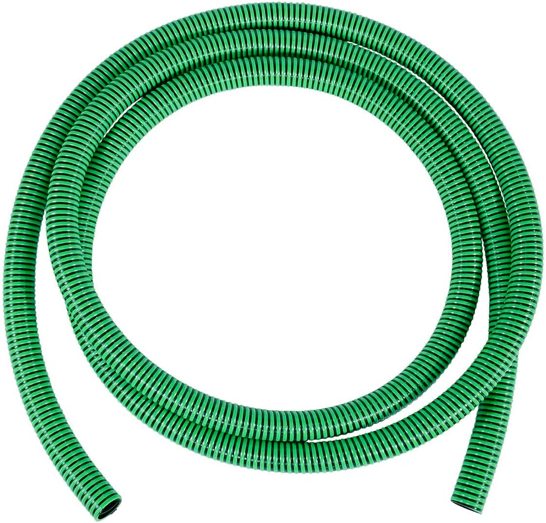 Gloxco Heavy Duty Tiger Green EPDM All Weather Suction Hose, Black Tube, Lime Green Helix, Full Vacuum Suction Rating, 1-1/2" Inside Diameter, Made In USA, 20 ft Length