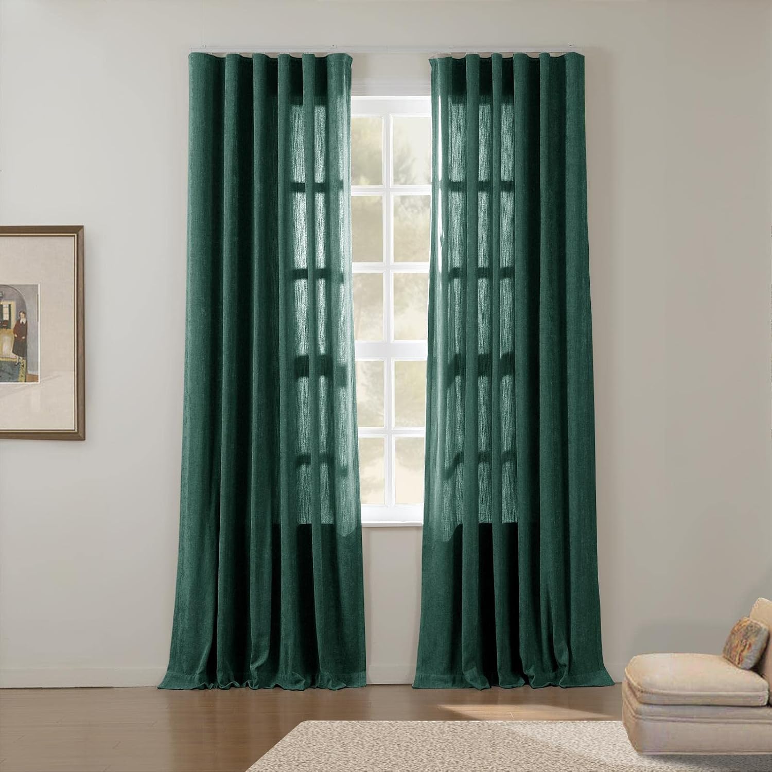 ChadMade Chenille Drape Ripple Fold Room Darkening Drapery Curtain for Living Room 36W×96L Tino (Amber， 1 Panel)
