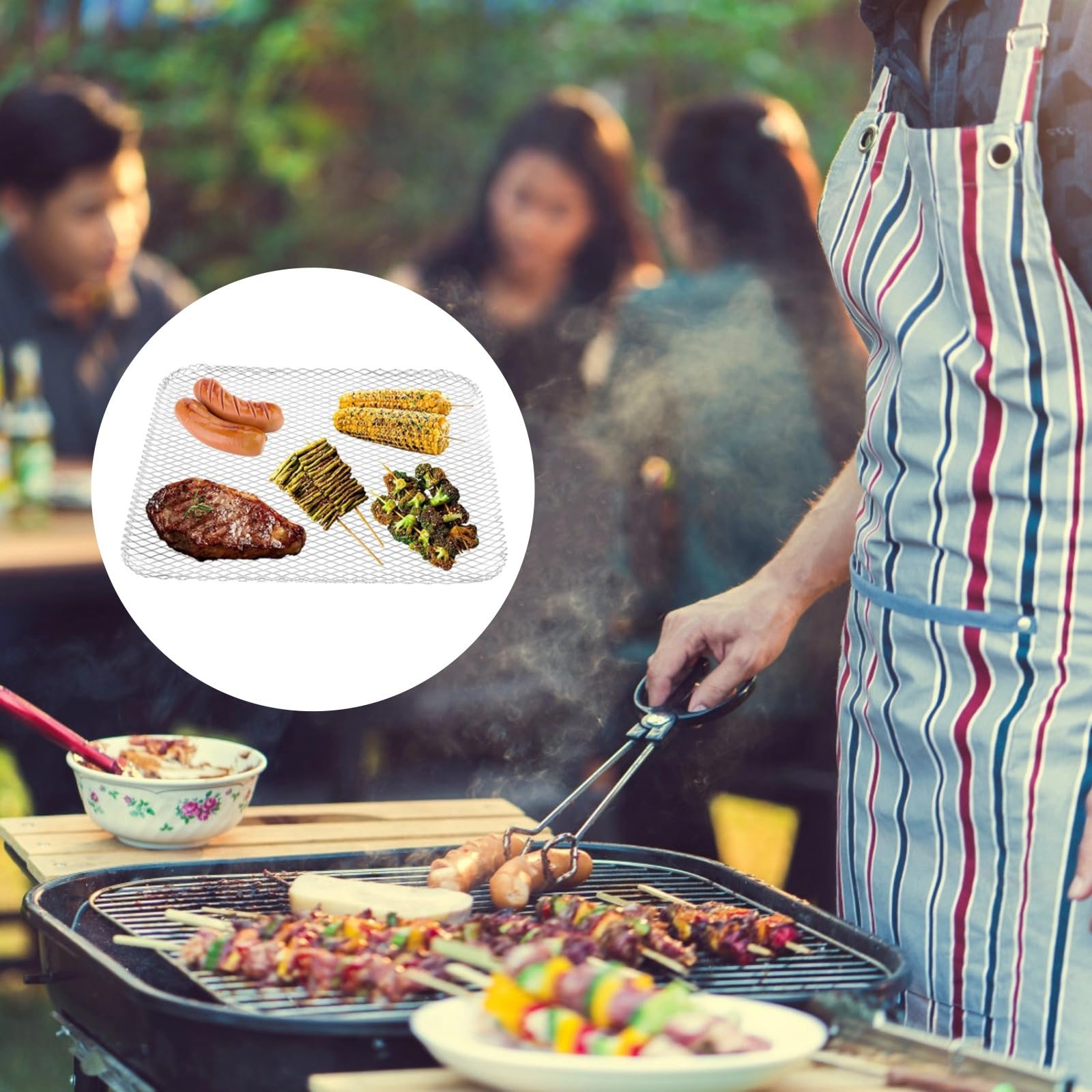 10 cubiertas de aluminio para parrilla de barbacoa, forros de malla antiadherente, 15.4 x 12.2 pulgadas, ideal para asar verduras, pescado y carne, accesorios desechables para barbacoa para cocinar al