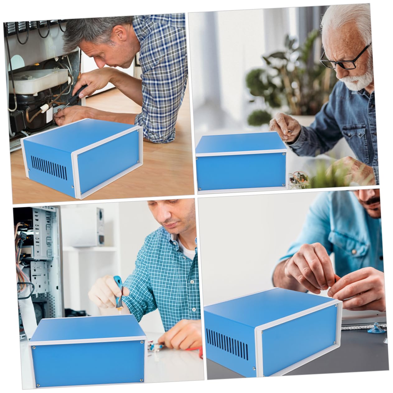 Caja de Conexiones Metálica Au-6 Azul para Proyectos Electrónicos