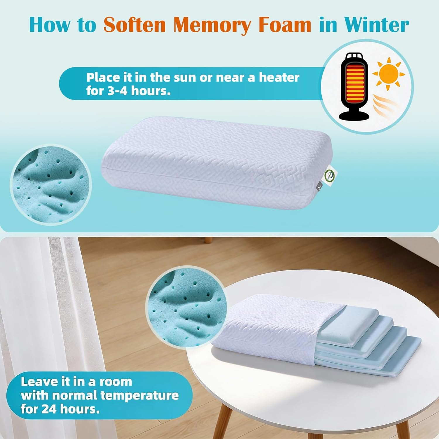 LOFE Adjustable Thin Memory Foam Pillow - 4 Heights from 1.2 to 4.8in, Cervical Pillow for Neck Pain Relief, CertiPUR-US Neck Support Pillow for Side Sleepers, Back/Stomach Sleepers, a Removable Cover - Image 5