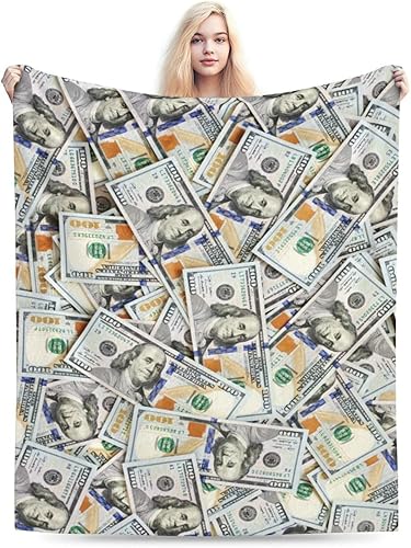 Miniatura 6 de HGOD DESIGNS Manta con patrón de dólar, suave, con estampado de billetes de cien dólares, para sofá, silla, cama, oficina, regalo, 40 x 50 pulgadas