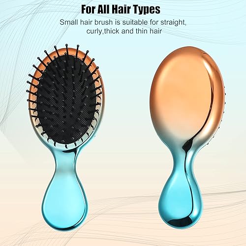 Miniatura 5 de VOCOSTE Mini cepillo de pelo de viaje, cepillo desenredante de bolsillo degradado para cabello húmedo y seco, cepillo de viaje de tamaño pequeño