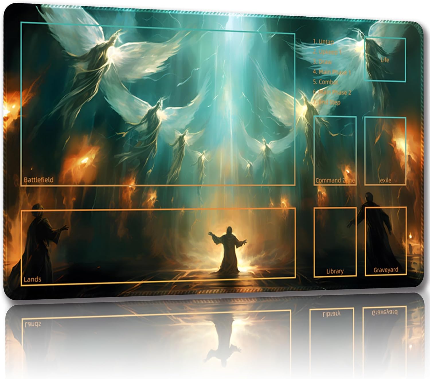Playmat for MTG, with Free Storage Bags,Game Mat 24 x 14 inches, TCG and Board Game Mats for Cards (Dinosaur 2-Auxiliary Combat)
