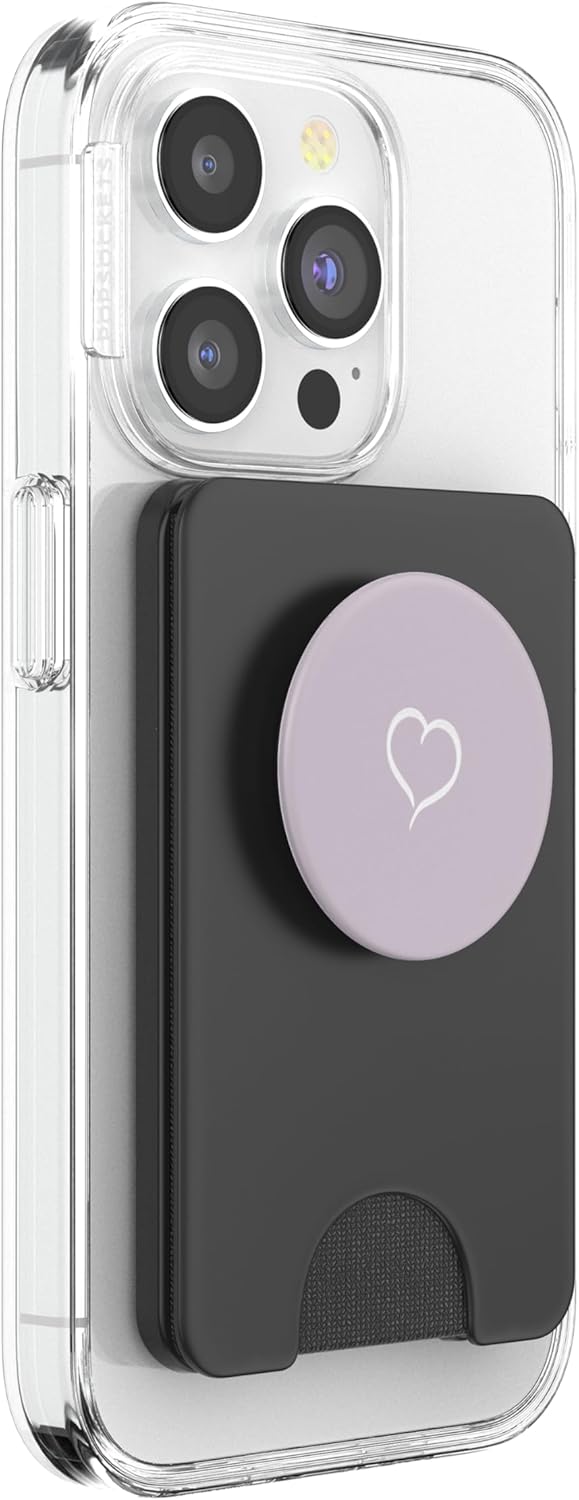 Pastell Purple / Lavender Hand Drawn Heart Minimalist Love PopSockets PopWallet for MagSafe