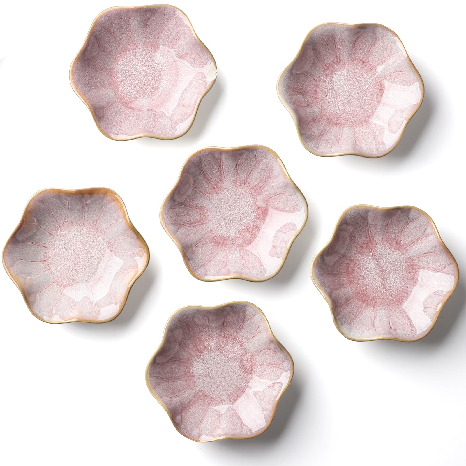 CHWAIKA Ceramic Dipping Bowls for Soy Sauce, Condiments, Sushi, Side Dishes (6 Pink)