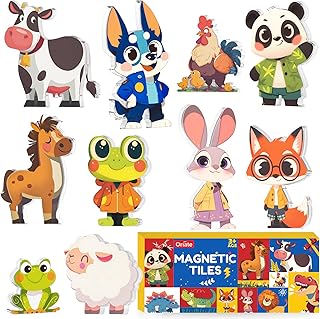 Oriate Farm Animals for Magnetic Tiles, 10pcs Farm Animal Toys Compatible with Magnet Tiles, Magnetic Animals Suitable for Magnet Tile, Educational Animal Magnets Blocks Accessory