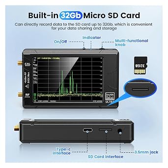 Spectrum Analyzer, Spectrum analyzer Handheld tiny Anslyzer Ultra 2.8/4 100kHz to 5.3GHz 32GB Card(TinySA ULTRA 4inch)