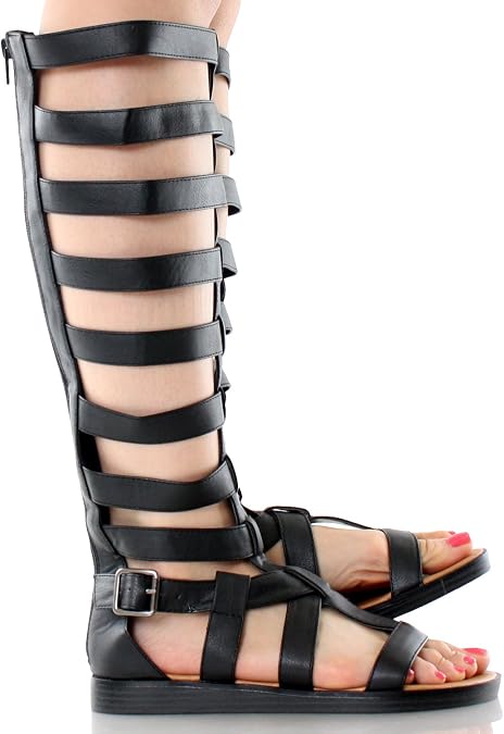 Qupid Womens Dale-10 Gladiator Flats Sandals