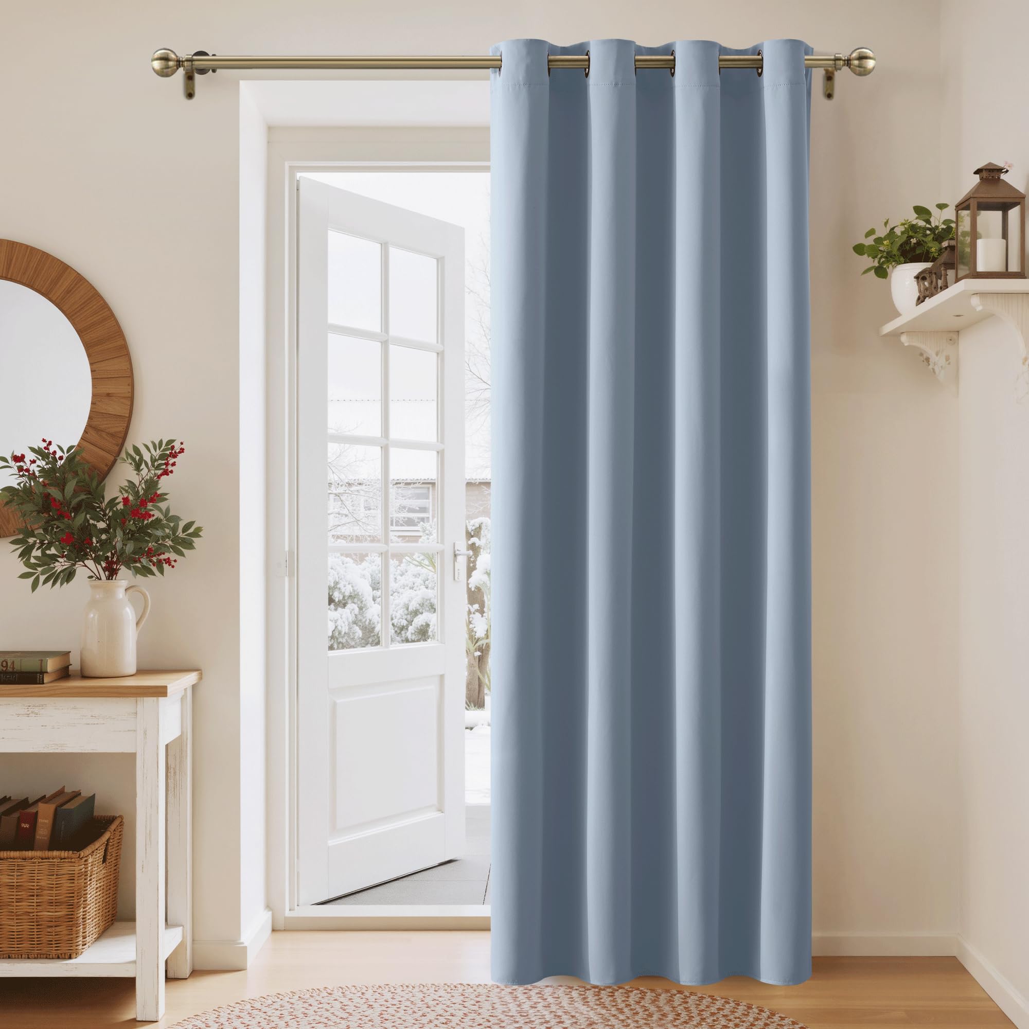 PONY DANCE Tenda Oscurante Camera da Letto Moderne Tende Termiche Isolanti per Soggiorno Blackout Curtain per Porta Interna 1 Pezzo L 140 x A 240 cm, Blu Vintageso
