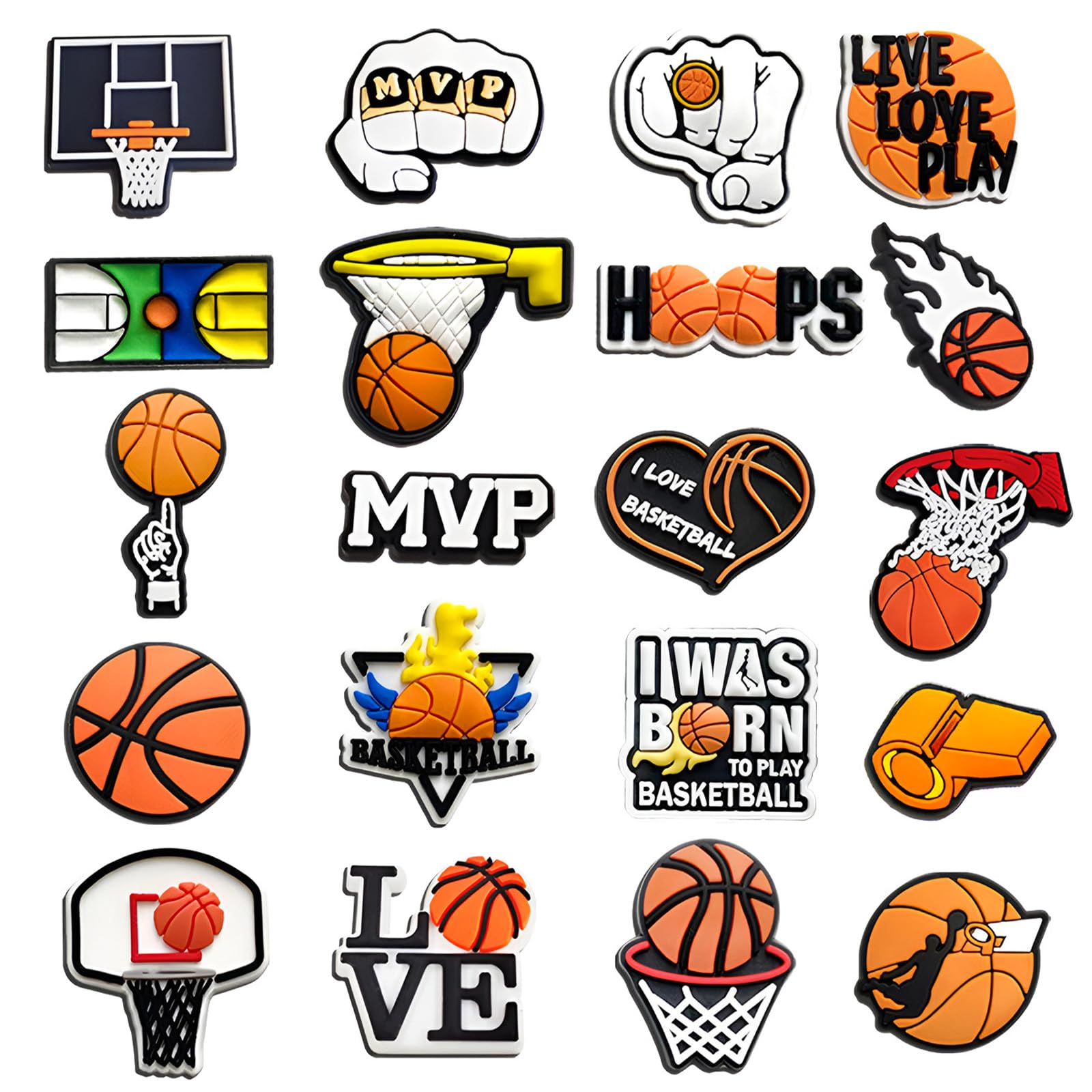 DiiWmme20 Pcs Shoe Charms for Clog,Waterproof Cartoon Pvc Croc Charms For Kids Adults, Dogs Panda Basketball Shoe Decoration Charms for Bracelet Wristband Accessories Birthday Party