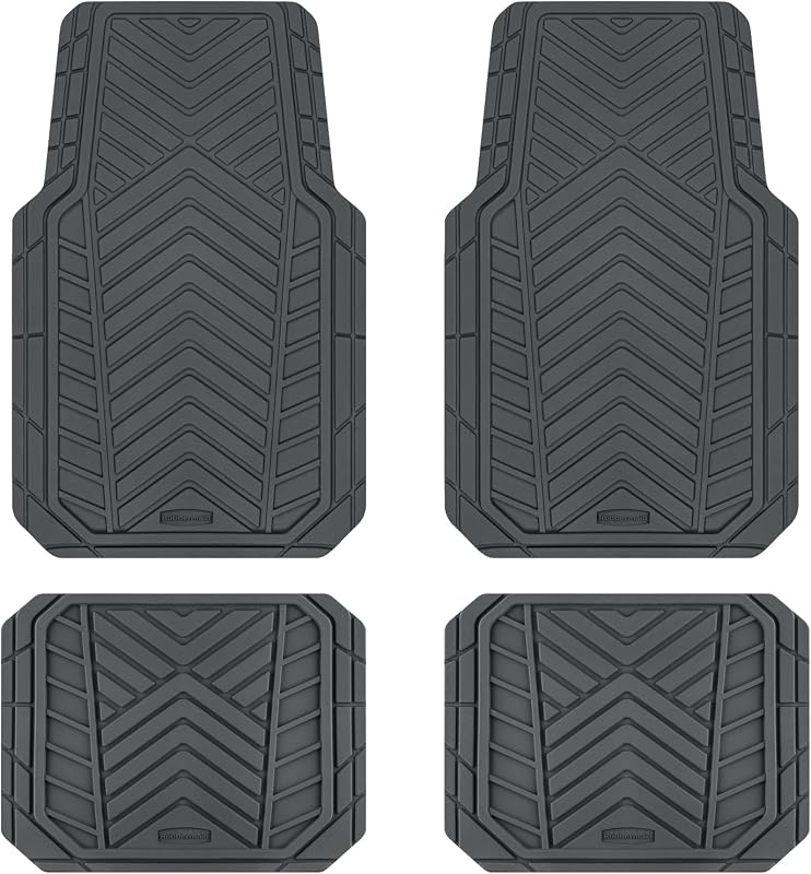 Tapete Automotivo Rubbermaid Trim-to-Fit em Borracha com Canais Profundos e Detalhes em Alumínio Cinza