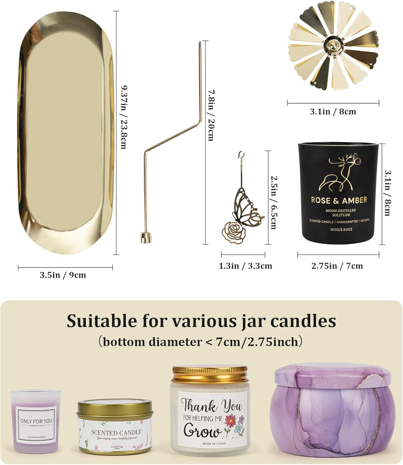 Butterfly Candle Gift for Women, Rotating Rose Scented Candles for Mom, Birthday Gift Carousel Candle Holder Set for Wife Friends Sister, Christmas Anniversary Valentine Mother's Day Candles