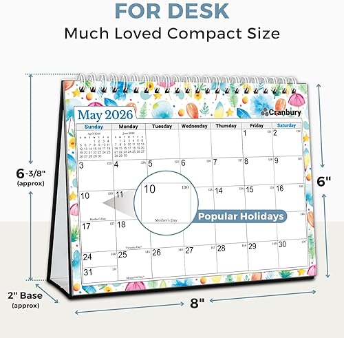 Miniatura 4 de CRANBURY Calendario de escritorio pequeño 2026 de 8 x 6 pulgadas, calendario de escritorio abatible de pie de 8 x 6 pulgadas, diseño de estaciones,