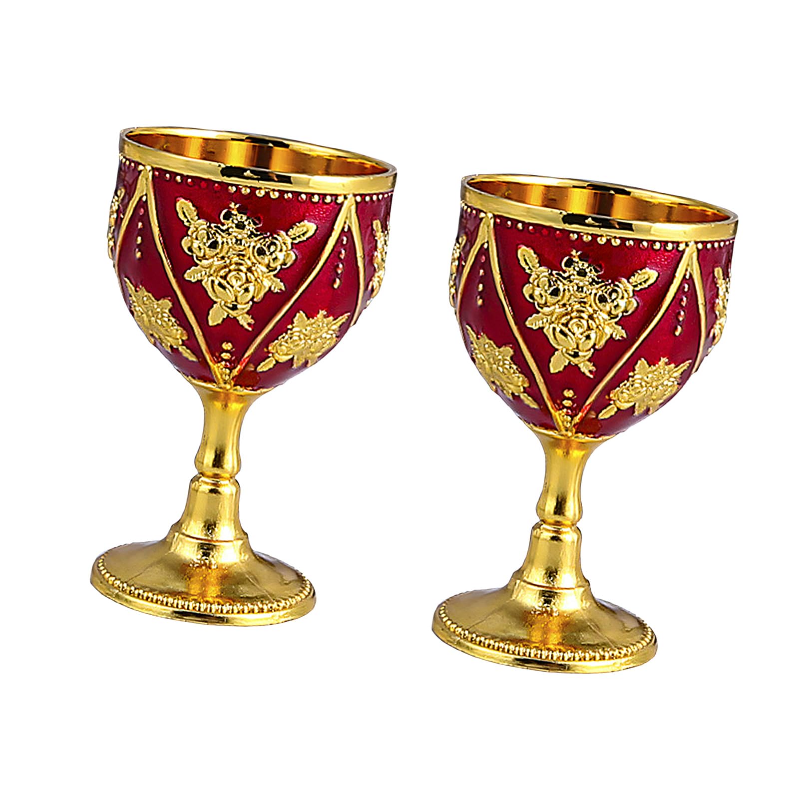 CAZSTYK 2Pcs Metal Chalices Goblet with Intricate Carving Wine Drinking Cups Shot Glasses Medieval Ornaments for Party Decors Medieval Metal Shot Glasses