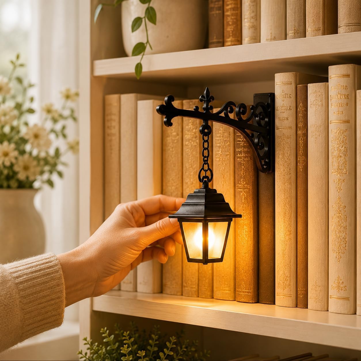 Siebkorb Library Lantern-Decorative Bookshelf Lighting, Vintage Fantasy Book Nook Lamp, Magic Reading Light for Bookworms, Portable Shelf Decor, Enchanting Gift for Literary Lovers (A 1PCS)