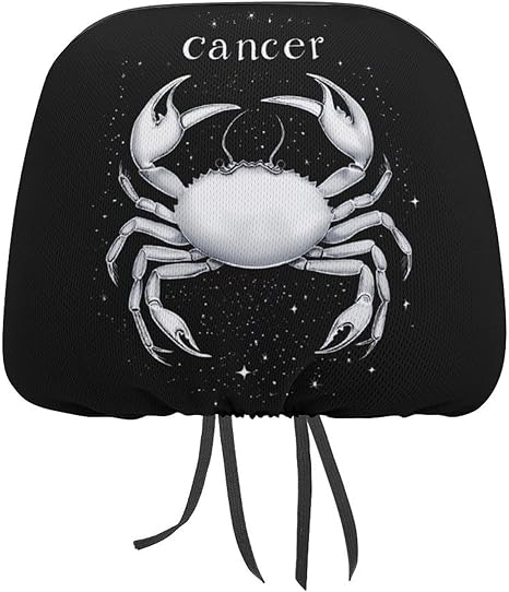Zodiac Sign C-ancer Custom Car Headrest Cover Universal Elastic Automotive Seat Cover Accessories Auto Interior 2 PCS