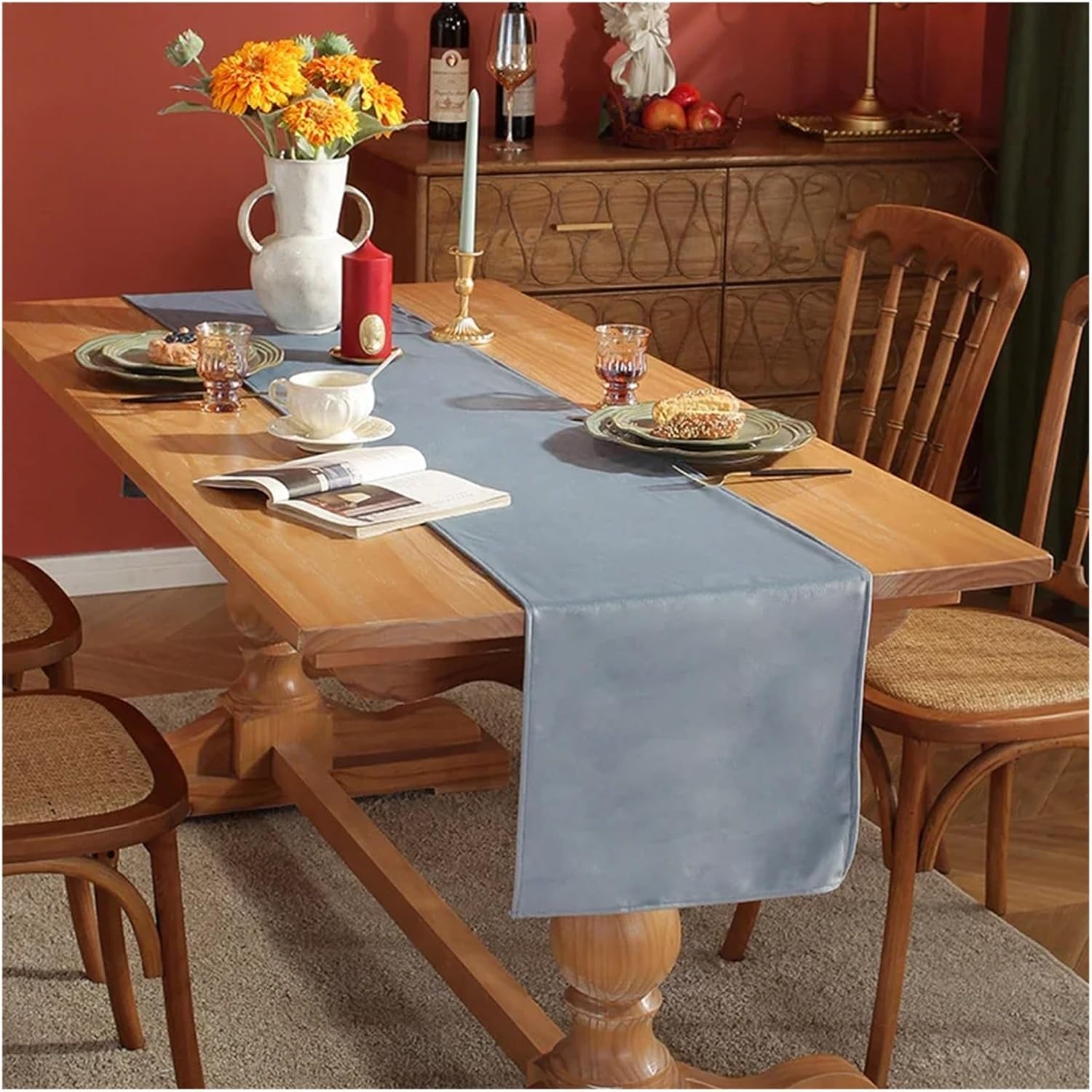 Table Runner Velvet Table Runner Solid Color Simple Luxury Table Runners Country Dining Wedding Decoration for Dining Modern Home Textile(Dark Green,33x120cm)