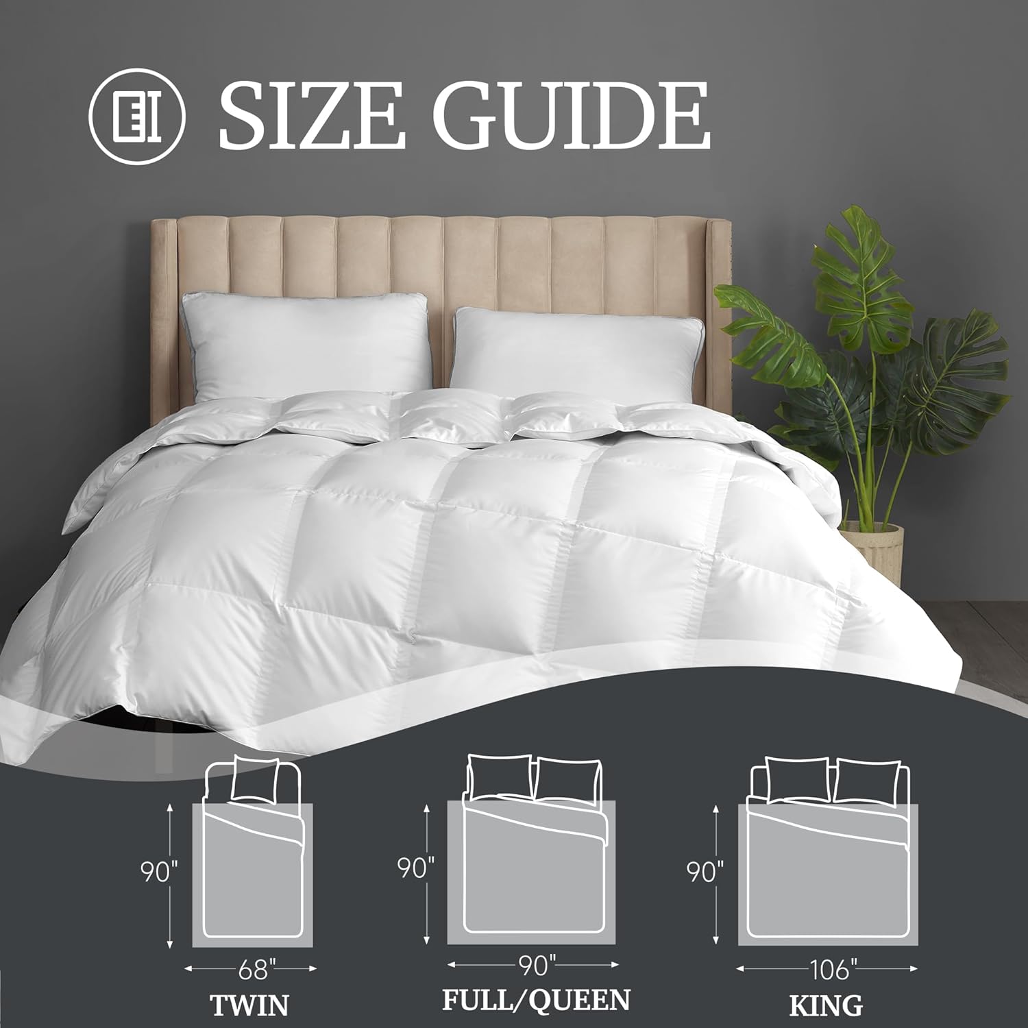 Hotel Grand White Goose Down Fiber Comforter Full Queen Size - All Season Fluffy Hotel Collection Duvet Insert Queen Medium Warmth Comforter with 1cm Breathable Panel, 90" x 90" - Image 4