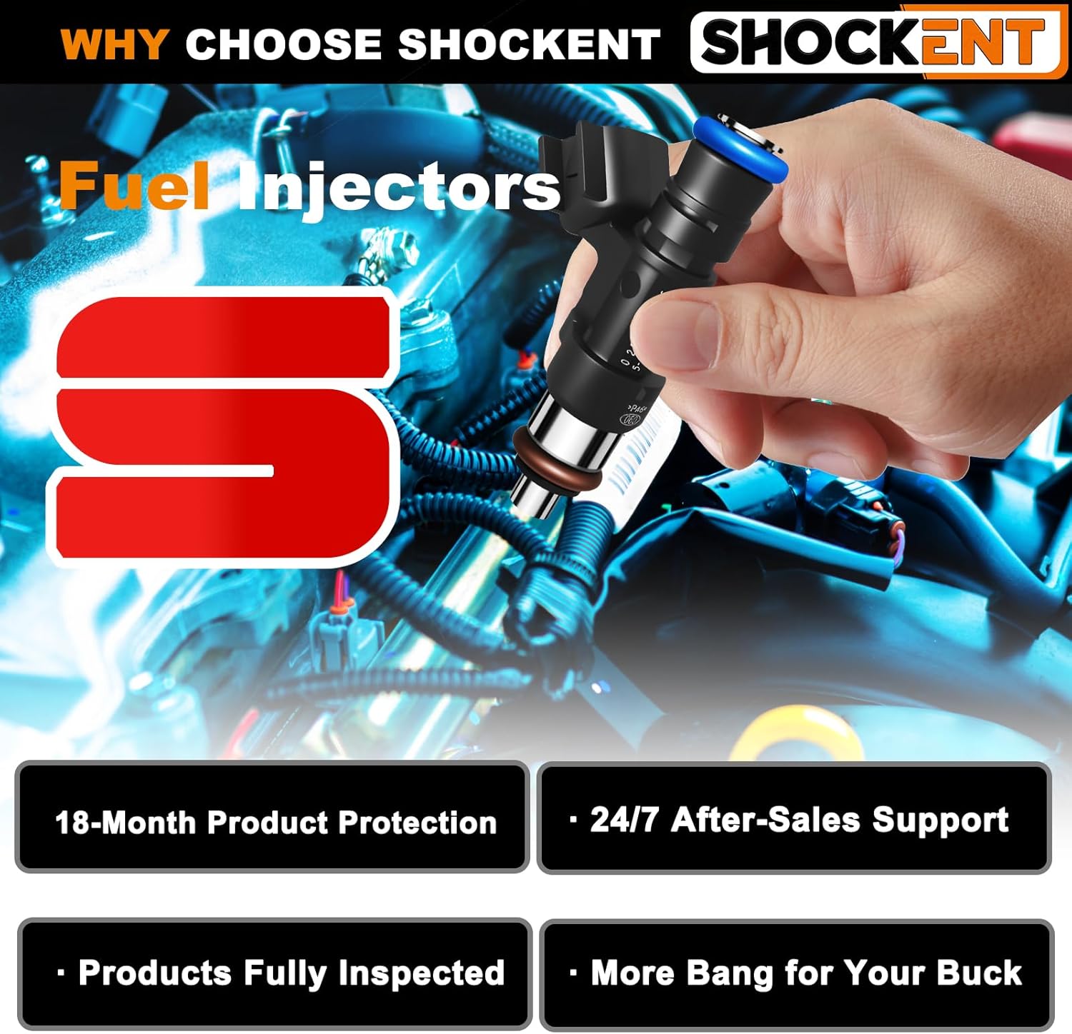 0280158055 Upgraded 4.0L 4-hole Fuel Injectors, Fit for:-Ford Explorer 2007-2009, Ranger 2005-2011, Mustang 2005-2010, Explorer 2007-2010; Fit for:-Mazda B4000 2005-2010#Replace FJ818-6PCS