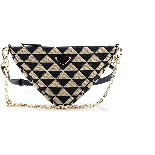 Prada, Pre-Loved Symbole Triangle Bag Jacquard Mini, Brown