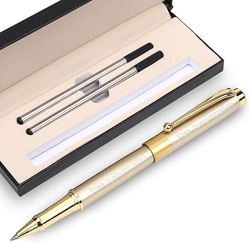 Pluma de grabado gratuita Personalizado bolígrafos Roller Ballpen, bolígrafo, bolígrafo de bola, pluma de recarga media tinta negra, regalos