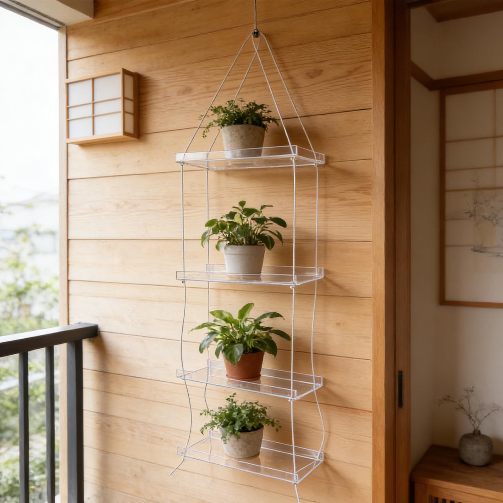 TOYANDONA Support Suspendu pour Plantes à Fenêtre en Acrylique 4 Niveaux
