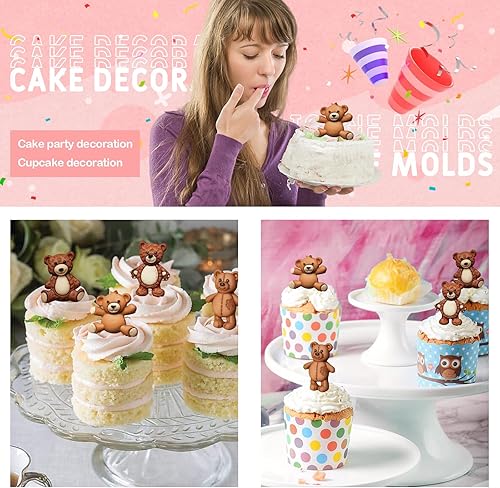 Miniatura 4 de MEMOVAN Molde de silicona para fondant, 3 unidades, osos de chocolate, para oso de peluche, decoración de pasteles, decoración de cupcakes, resina