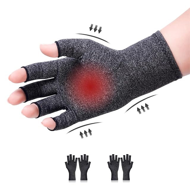 Donfri 2 pares de guantes de compresión para artritis, sin dedos, para aliviar el dolor