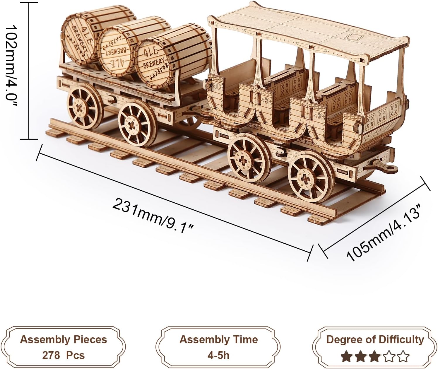 3D Wooden Puzzle for Adults, Mechanical Wine Truck Model, DIY Vehicle Model Building Kit Handicraft Wood Craft Hobbies Toy, Birthday for Hobbyist 14+ Family Women Men, 278 Pcs