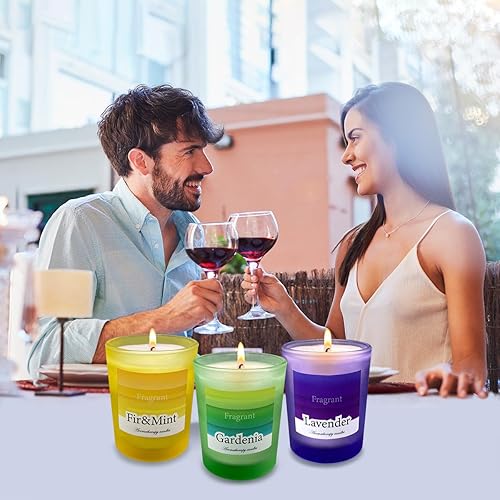 Miniatura 10 de Velas votivas perfumadas en vidrio, cera de soja de 15 horas para aliviar el estrés, velas de regalo para mesa de boda, hogar, spa, vacaciones,