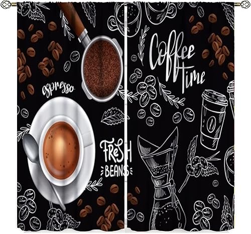 Vista 10 de Cortinas de café y cocina, molinillo de café de arte retro para restaurante, cafetería, sala de estar, decoración de sala de estar, bolsillo