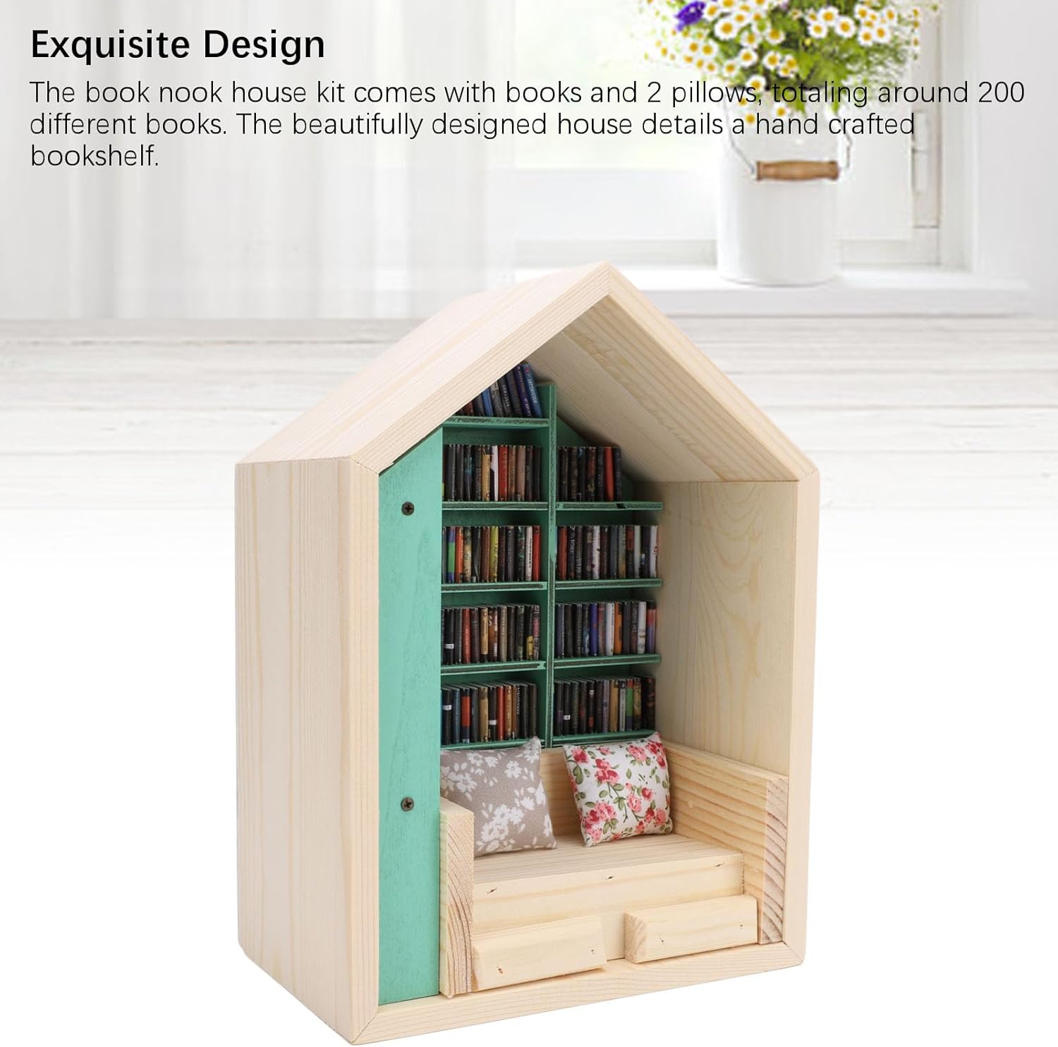 Bewinner Anxiety Relief Bookshelf Tiny House Ornament for Adults, Miniature Book Library Shake Away Your Anxiety, Book Box Display Case Home Decoration for Men Women Book Lovers