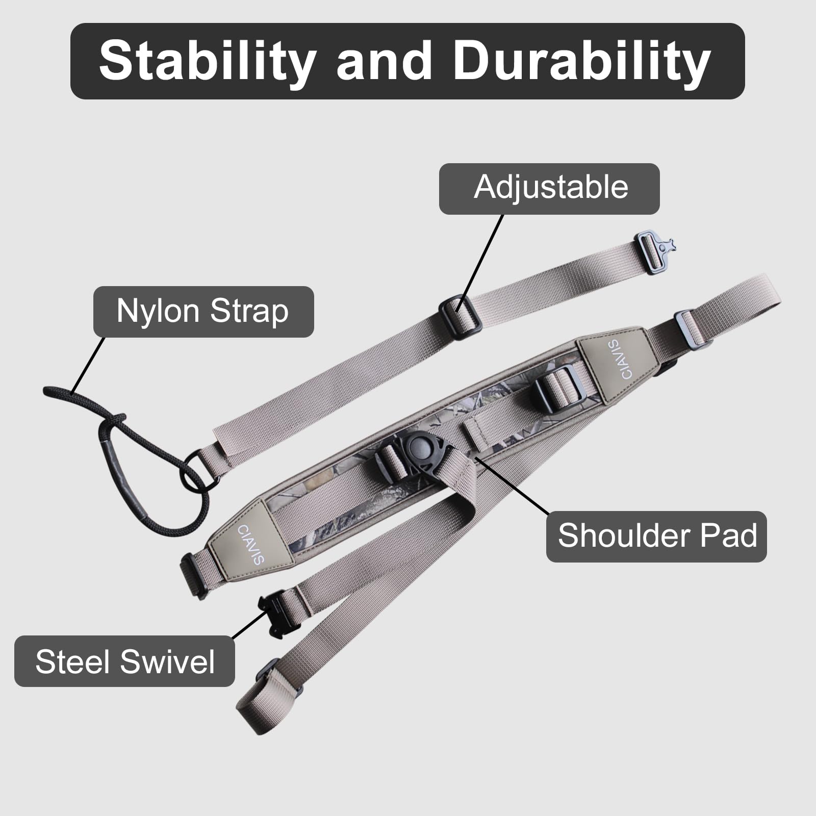 Two Point Gun Stalker Sling for Rifle Shotgun Crossbow Cross-Body Hands Free Quick Adjust Shoulder Strap Tactical Hunting Shooting Gift (Camouflage, Adjustable)