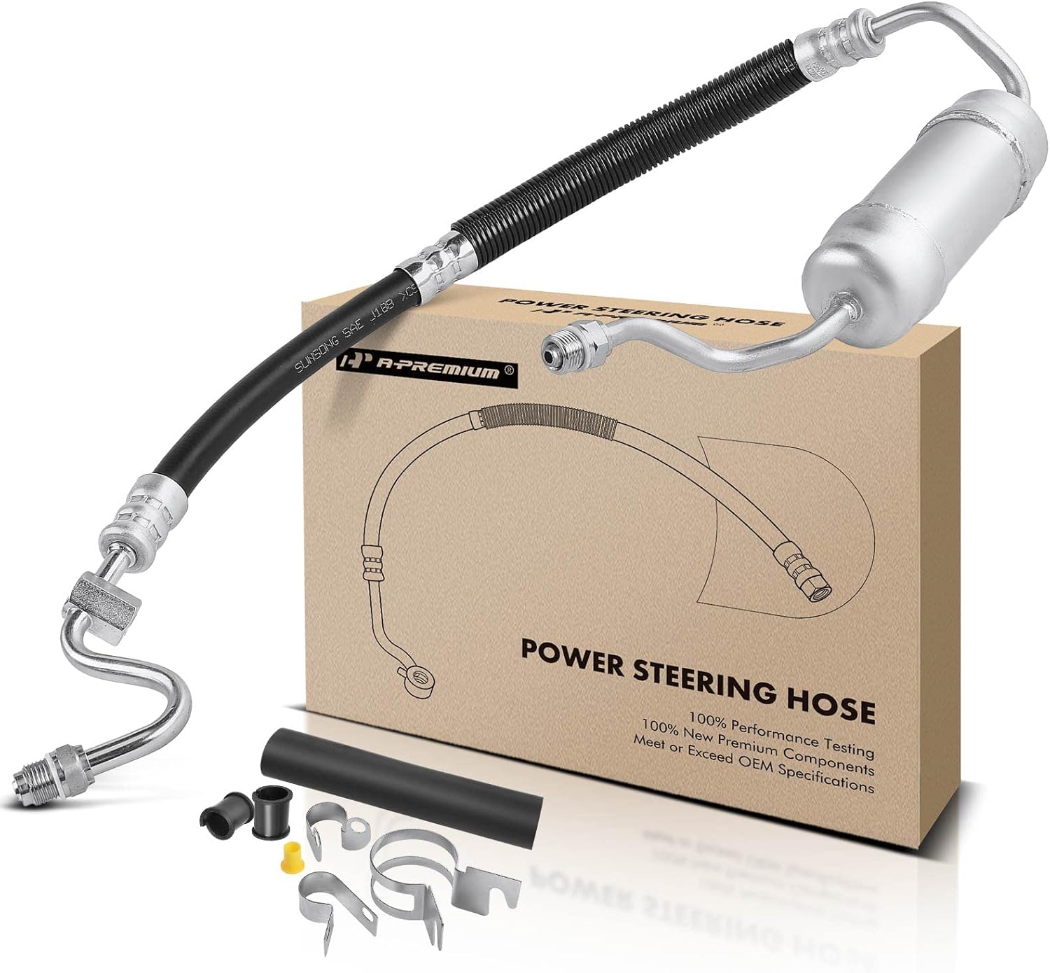 A-Premium Power Steering Pressure Hose Line Assembly Compatible with Ford Sable, Taurus & Mercury Sable, 1999 2000 2001, 3.0L, Pump to Gear/Rack Pinion