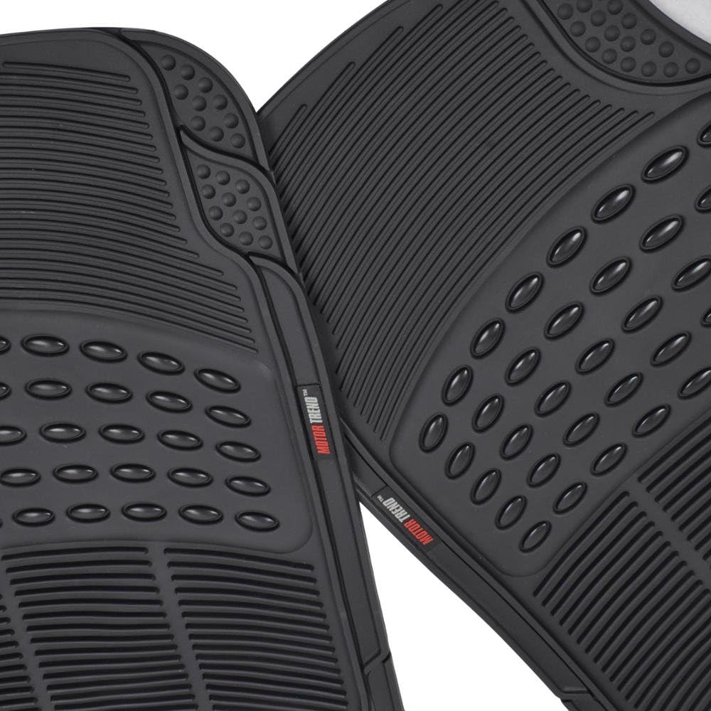 Motor Trend FlexTough Rubber Floor Mats for Car & SUV - 100% Odorless & All Weather Heavy Duty (Black)