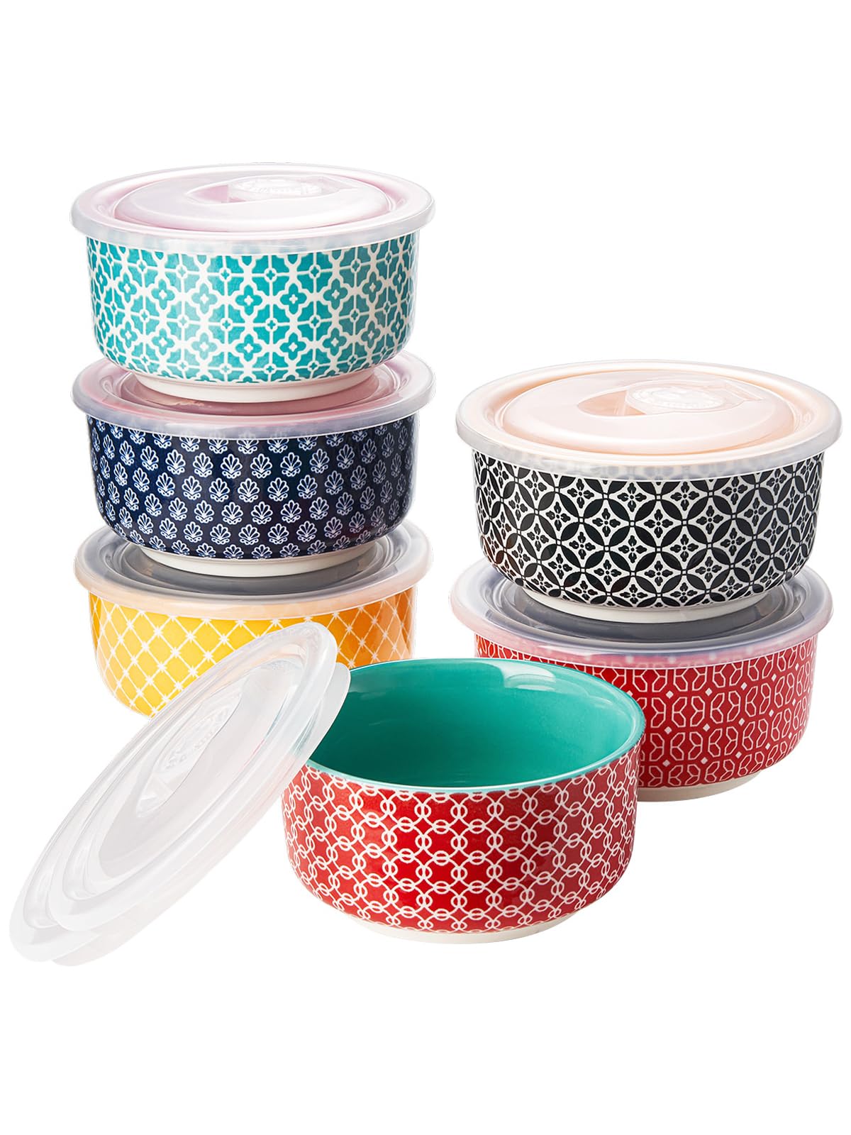 DOWAN Ramequins Lot, 6 X 180 ml Ramequins et Moules à Soufflés en Porcelaine, Ramequin Dessert pour Muffin, Ramequin Four à Pâtisserie, Glace, Sauce, Fruit, Collation, Ø 10cm-Couleurs Vives