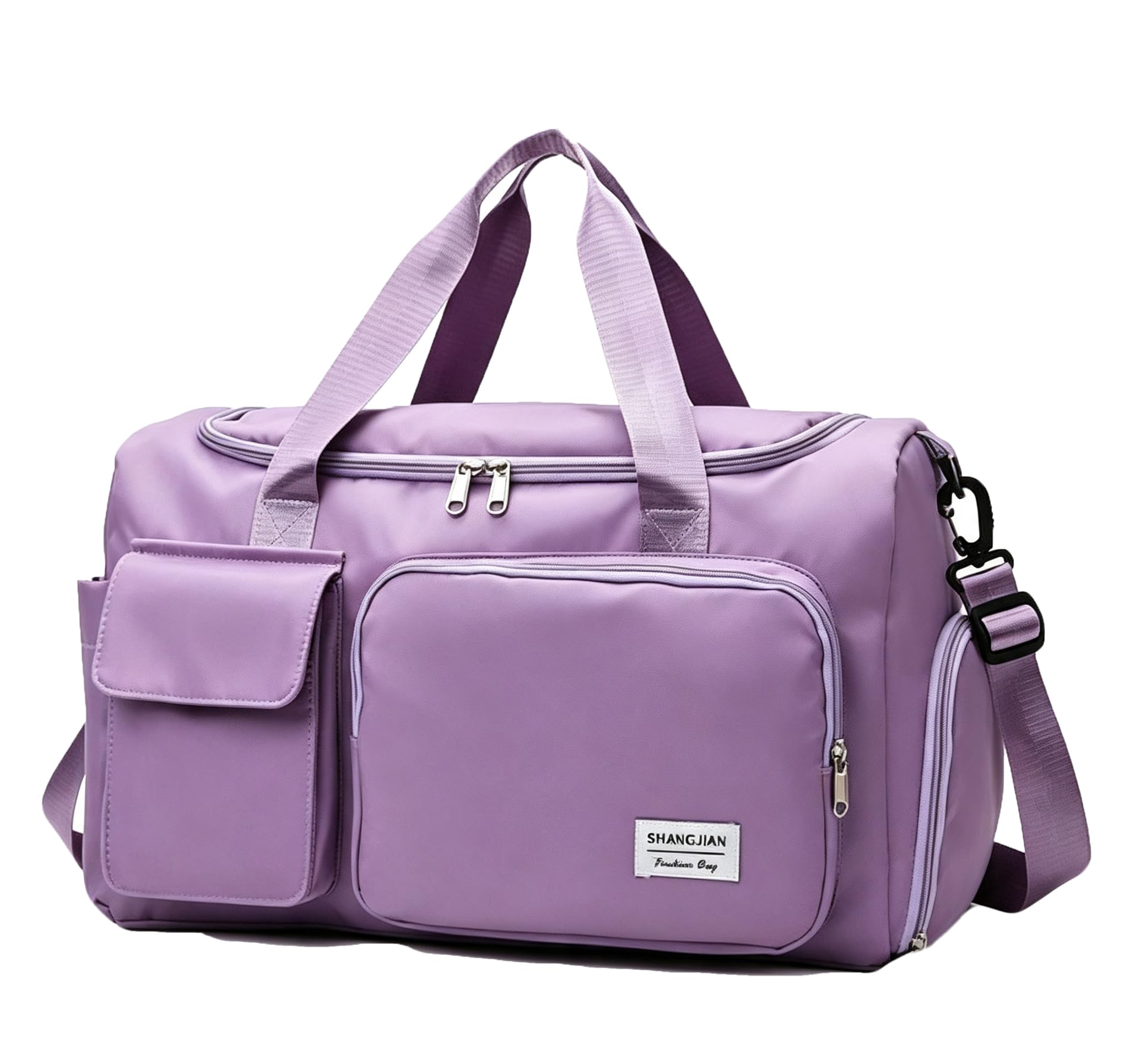 Myouhuo Womens Mens Sports Gym Bag Duffle Bag with Shoes Compartment, Weekend Travel Bag Overnight Bag for Women, Water Resistant Holdall Hospital Bag for Swimming,Purple — image 1