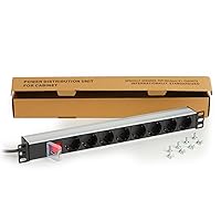 LINK multipresa da rack LKMP08S con 8 prese schuko e coperchio di protezione per armadi