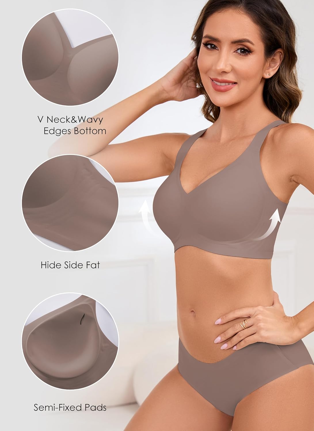 Womens Wireless Bras for Women No Underwire Push Up Bra Seamless Full Coverage Everyday Bras Regular and Plus Size - Image 3