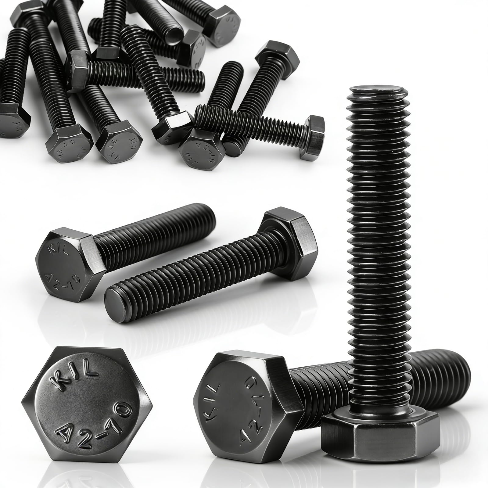 mawmuaw M8x20 mm Schrauben Schwarz, 12 Stück Sechskantschrauben Edelstahl | Sechskantkopfschrauben DIN 933, Außensechskant Bolzen, Maschinenschrauben Edelstahl A2 V2A für Außengeländer Möbelreparatur
