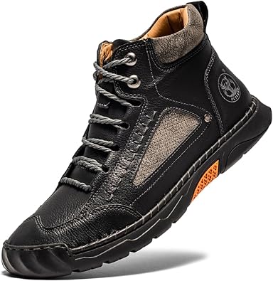 FLYLAND Mens Casual Leather Fashion Sneakers Ankle Chukka Boots Handmade Lightweight Loafers Mid Top Walking Driving Shoes