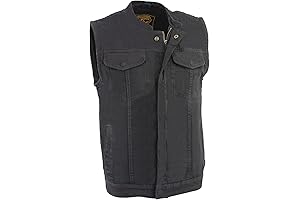 Harley Davidson Men's MDM3000 Concealed Snap Denim Club Style Vest with Hidden Zipper